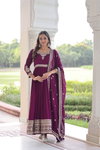 KA 1215 Vichitra Silk Embroiderey Work Gown With Dupatta Wholesale Market In Surat